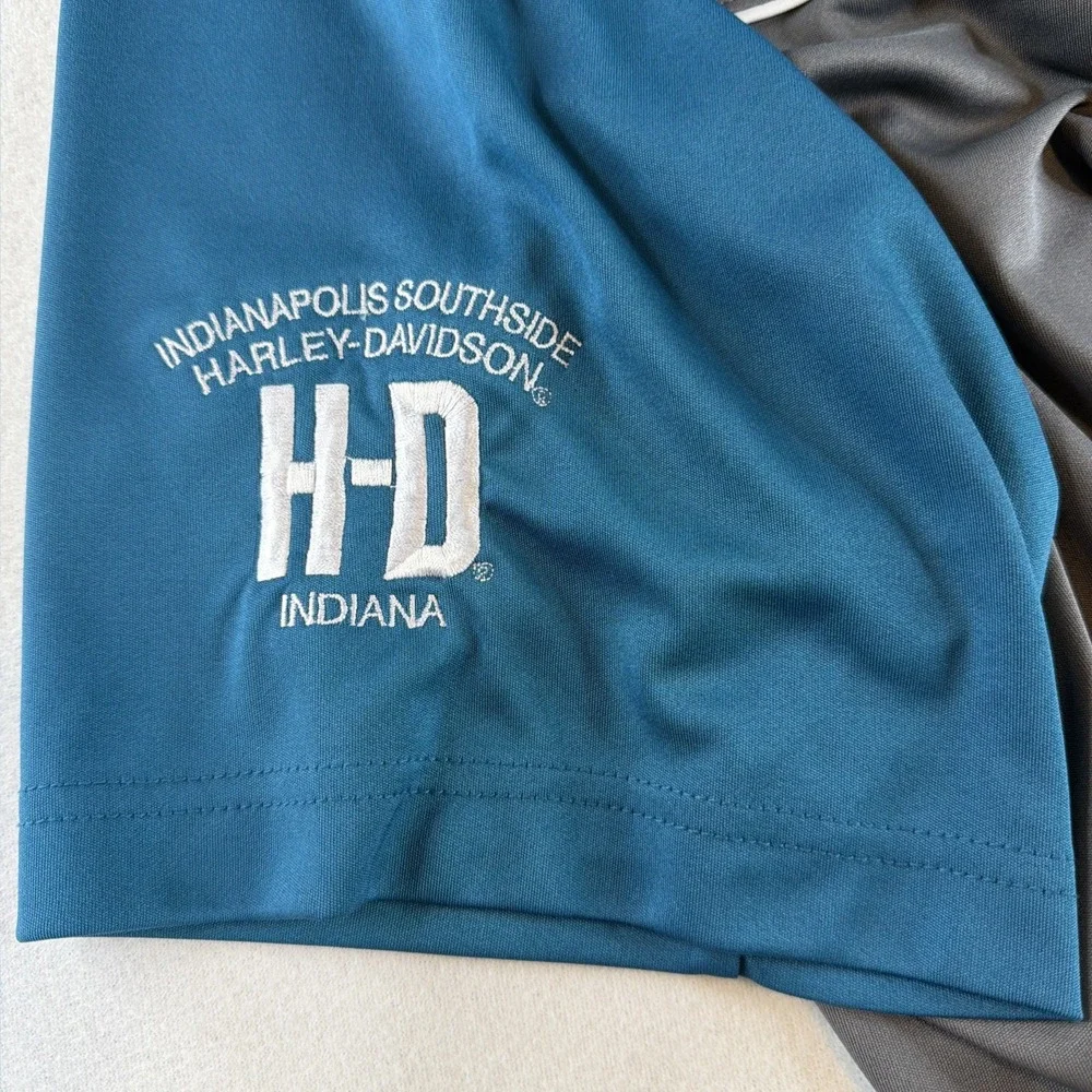 Harley Davidson Mens XXL Polo Shirt Blue Gray Indianapolis Southside Indiana